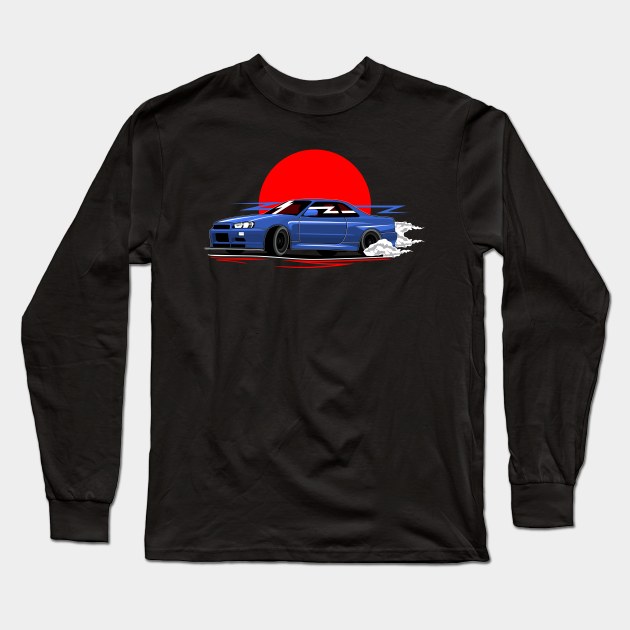 Skyline R34 - Drifting Long Sleeve T-Shirt by masjestudio